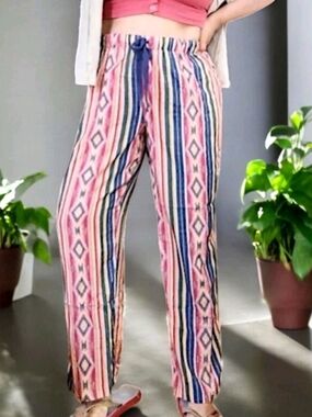 Coldwater Creek Boho Southwestern Tribal Patterned Multi Colored Pants Size PXL